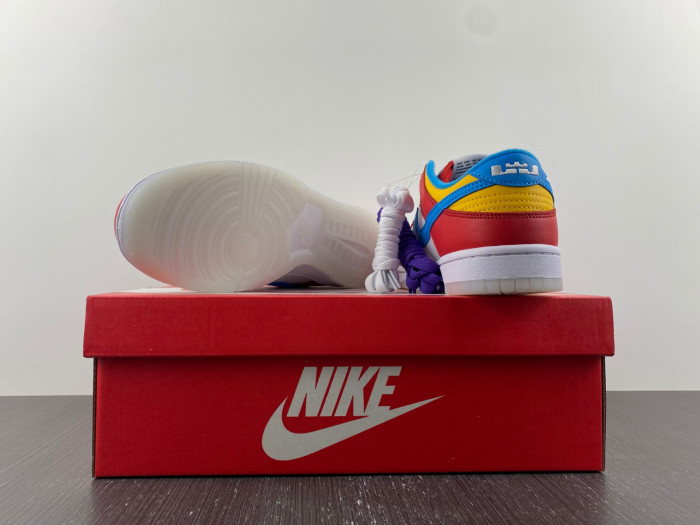 lebron james x nike dunk low “fruity pebbles” dh8009-600
