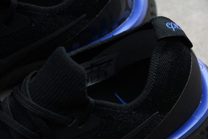 nike epic react flyknit black racer blue aq0067-004