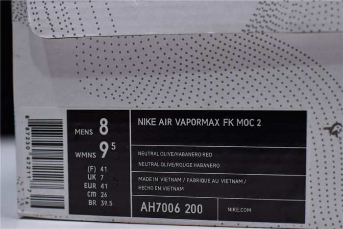 nike vapormax fk moc 2 natural olive habanero red air vapor max ah7006-200